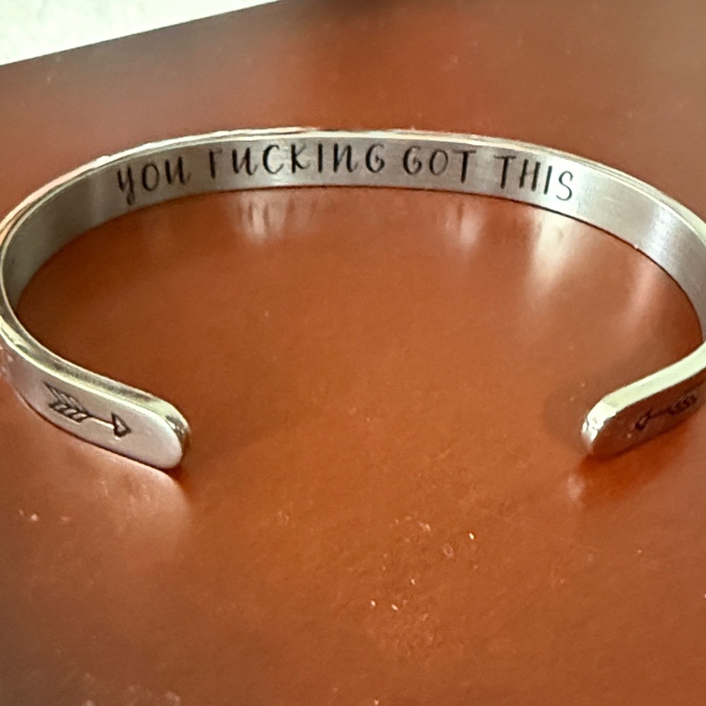 Inspirational Silver Cuff Bracelet